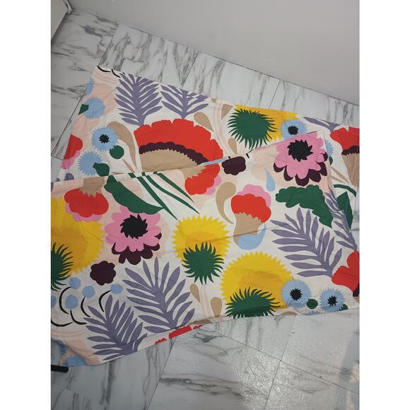 Marimekko Ojakellukka King Size Pillow Shams Case Lot of 2 Floral Bold - Picture 6 of 6